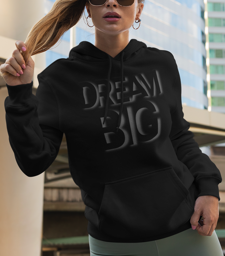 Dream Big Hoodie, Graphic Hoodie, Monochromatic Sweatshirt, Inspirational Gift, Men's Gift Idea, Message Sweatshirt, Inspirational Hoodie