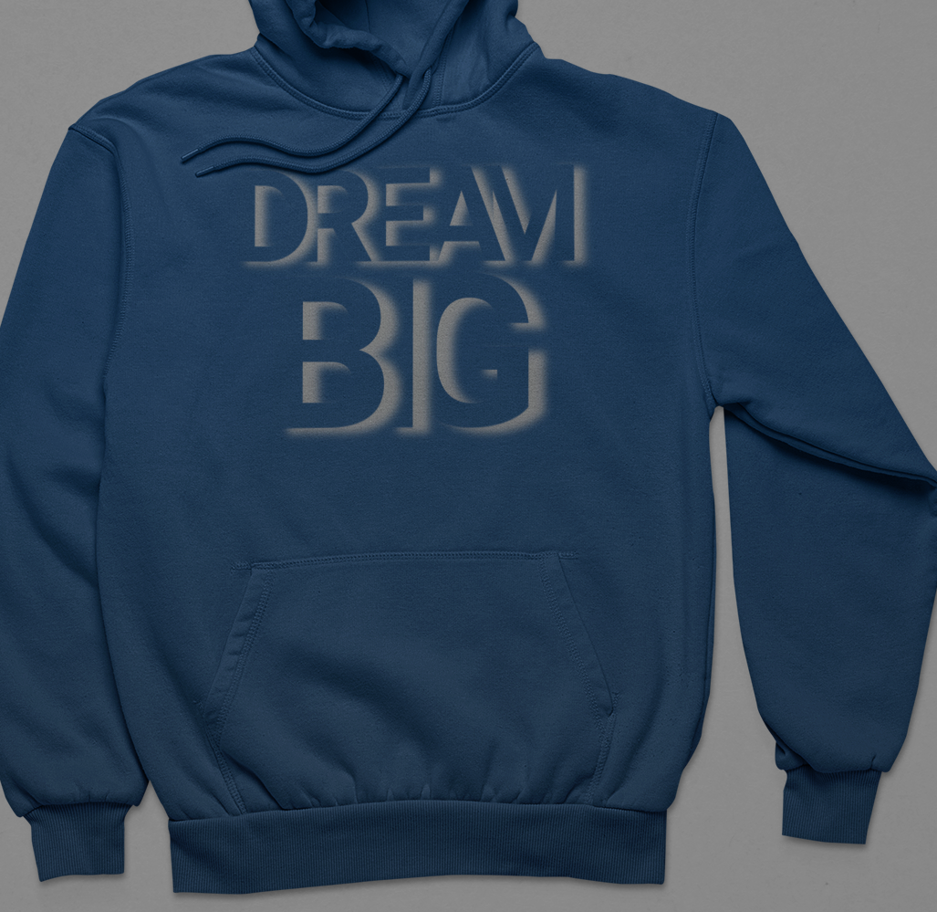 Dream Big Hoodie, Graphic Hoodie, Monochromatic Sweatshirt, Inspirational Gift, Men's Gift Idea, Message Sweatshirt, Inspirational Hoodie